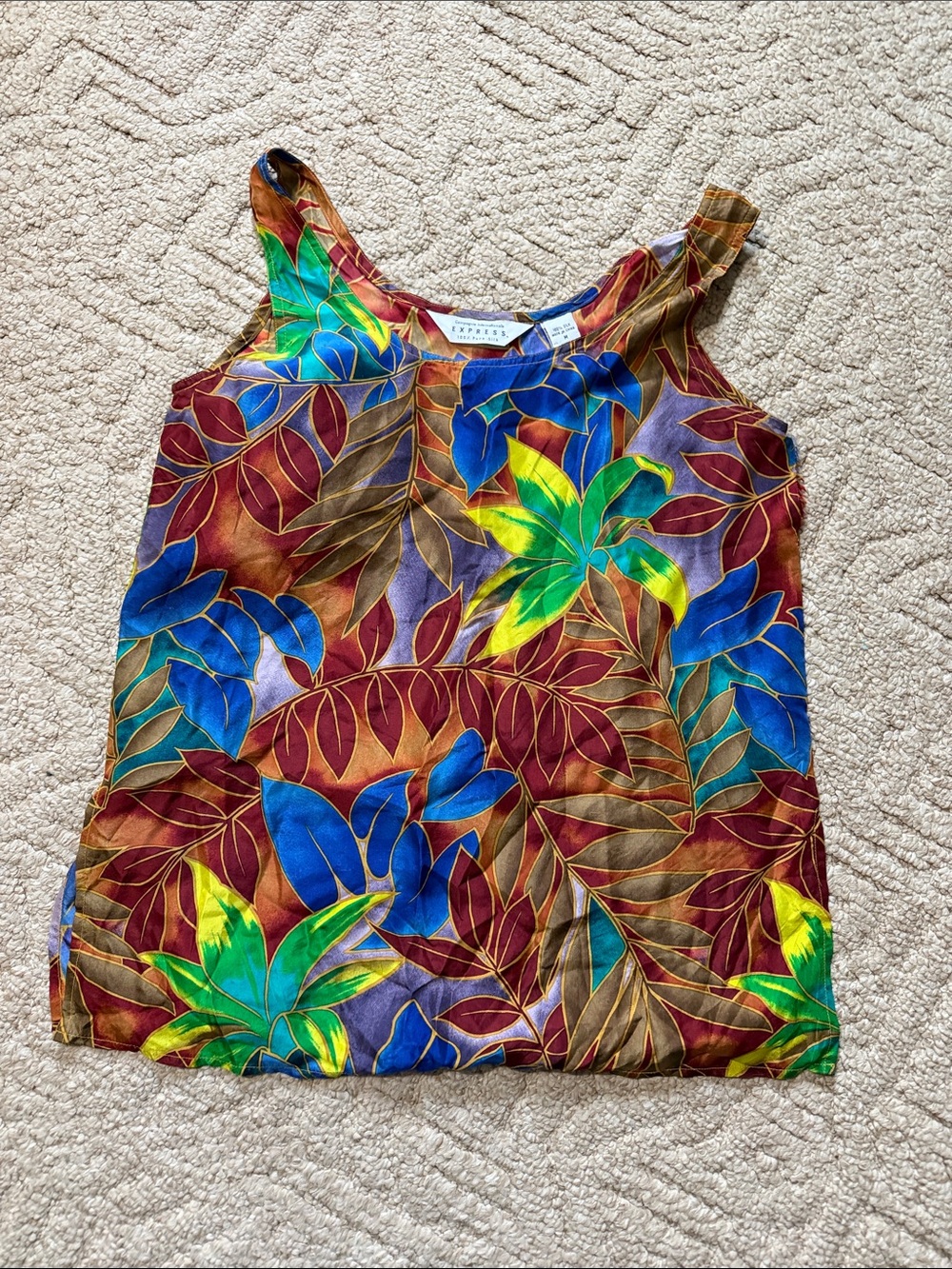 Express Tropical Leaf Camisole - Blue, Green, Yellow, Brown
